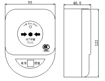 J-SAP-8402手動(dòng)報(bào)警按鈕外形示意圖